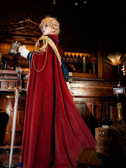 Noble Knight Seven-Piece Ouji Lolita Outfit Set with Lion Heart Motif - Your Highness