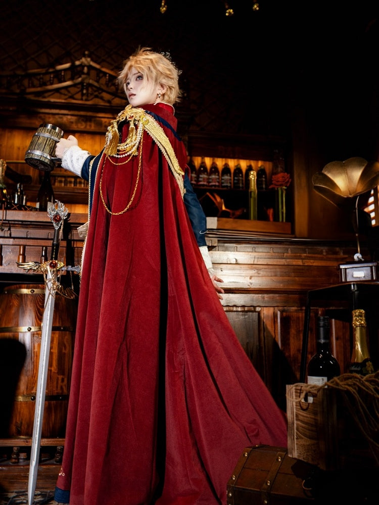 Ouji Lolita Prince Cape in Red and Beige - Your Highness
