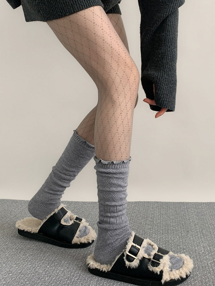 Slouchy Calf Cuff Socks Frilled