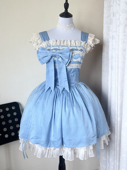 JSK à taille baleinée bleu ciel avec ourlet à volants superposés - Gardenia Chronicle