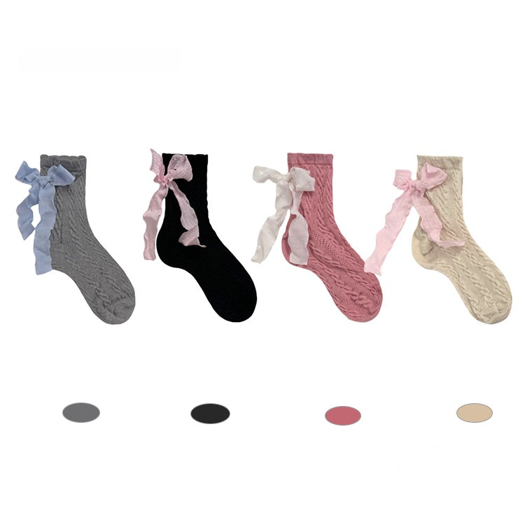 Knit 4 Socks Bow-Decorated Colors