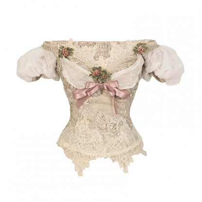 パフスリーブとエドワード朝のヴィンテージトップ、オフショルダーネックライン