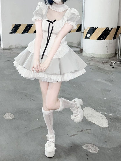 Jirai Box Graue Plissee-Kei-Uniform: Dienstmädchenrock