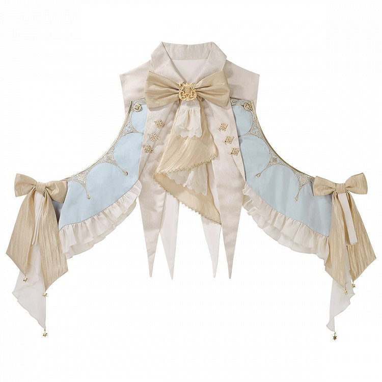 Champagne Bow Ruffled Detachable Collar with Angel Wings - Unknown Star