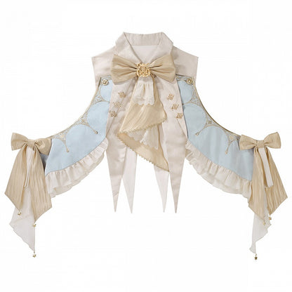 Champagne Bow Ruffled Detachable Collar with Angel Wings - Unknown Star