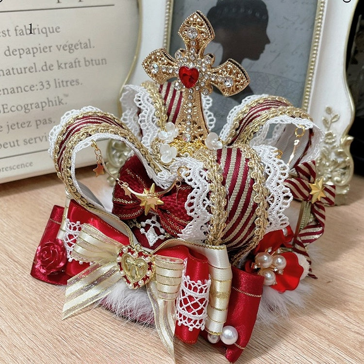 And 2 Mini Christmas Rhinestone Crown Decorated Hat Options Beaded Cross