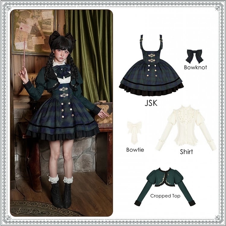 Preppy Under JSK Short Lolita Style + Green - Set Version Bust