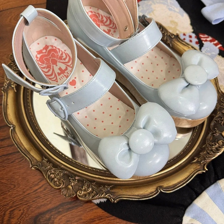 Herz Schuhe Süße Blaue Schnallen Top bei - Bow Lolita Plattform Baby