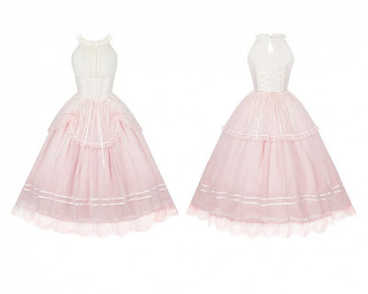 Pink Classic Gradient Lolita JSK Dress with Hairband and Clip - With PUJI