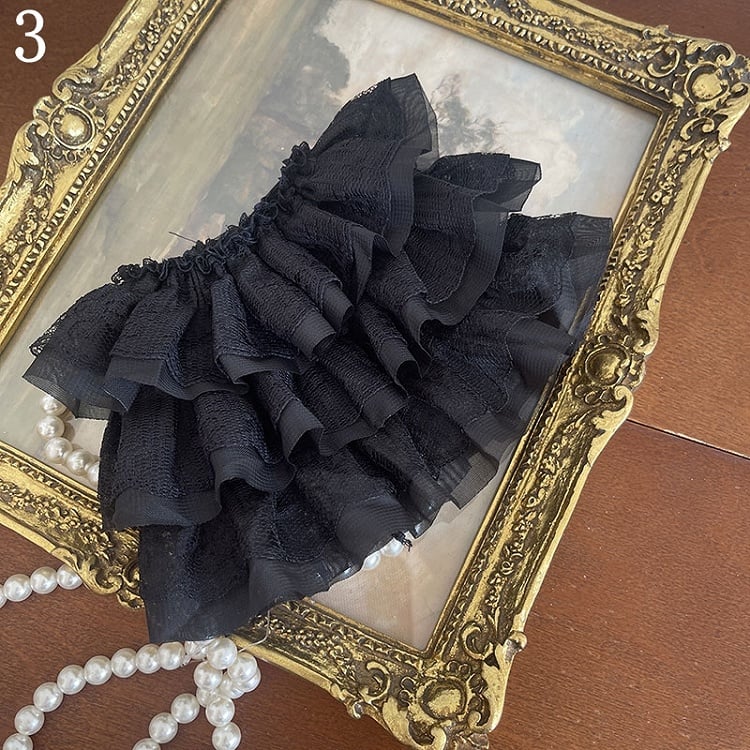 Gerüschte Netzstulpen Wärmer/Spitzenbeinstrumpfhose/Gerüscht Schwarz