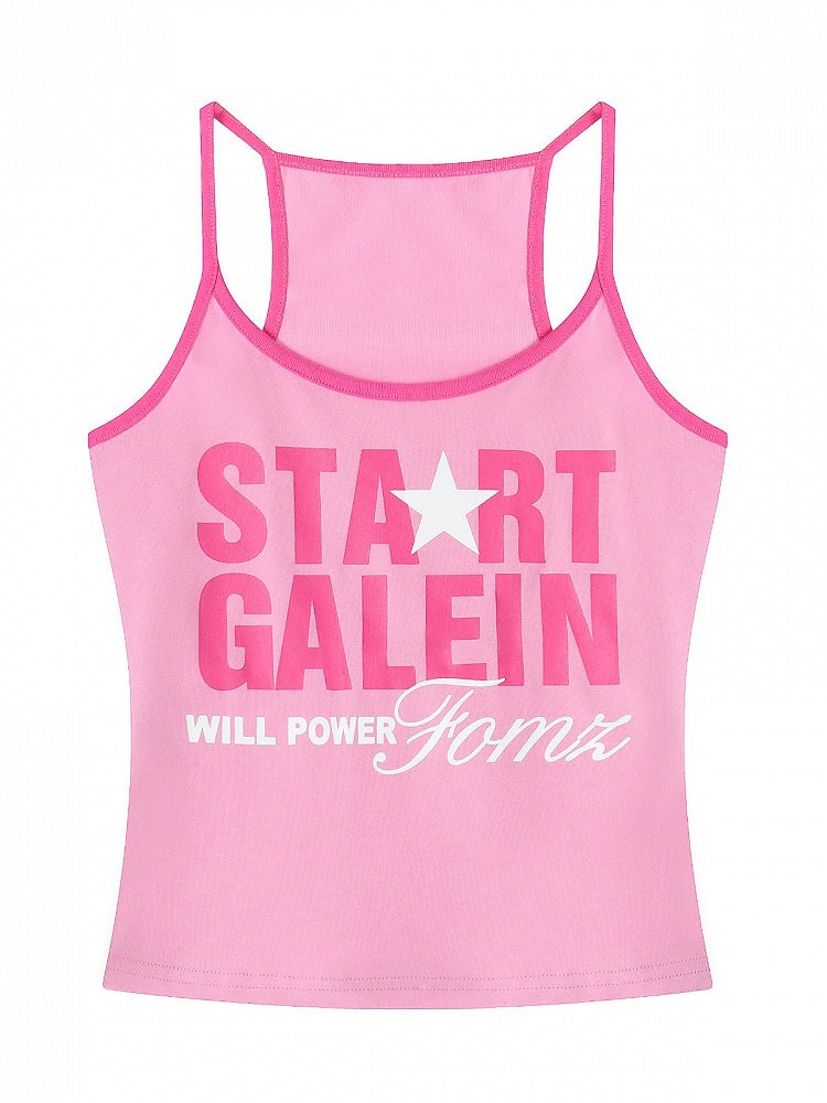 Pink Letter Print Tank Top - Languid Park