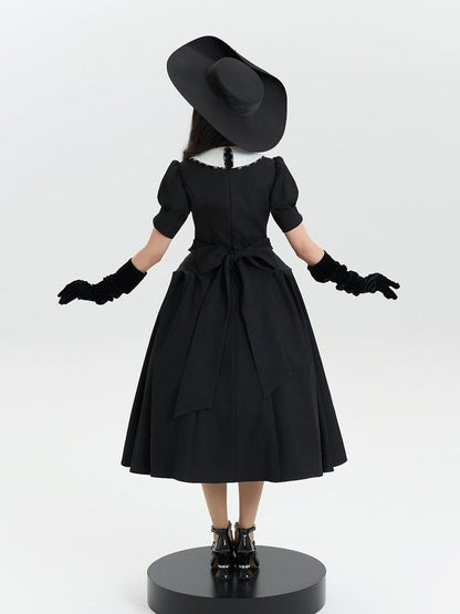 OP Lolita Vintage Sleeves Black Dress Gothic Puff