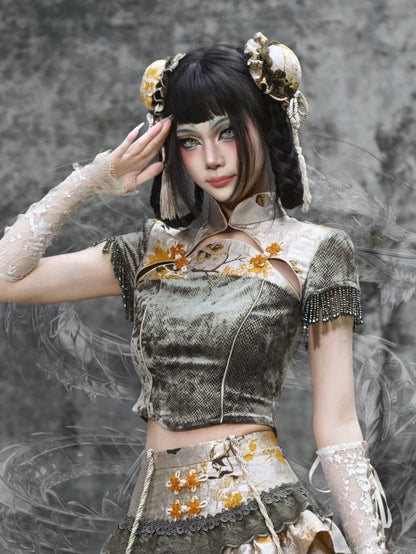 イエロータッセルのシノワズリヘアクリップヘッドピース