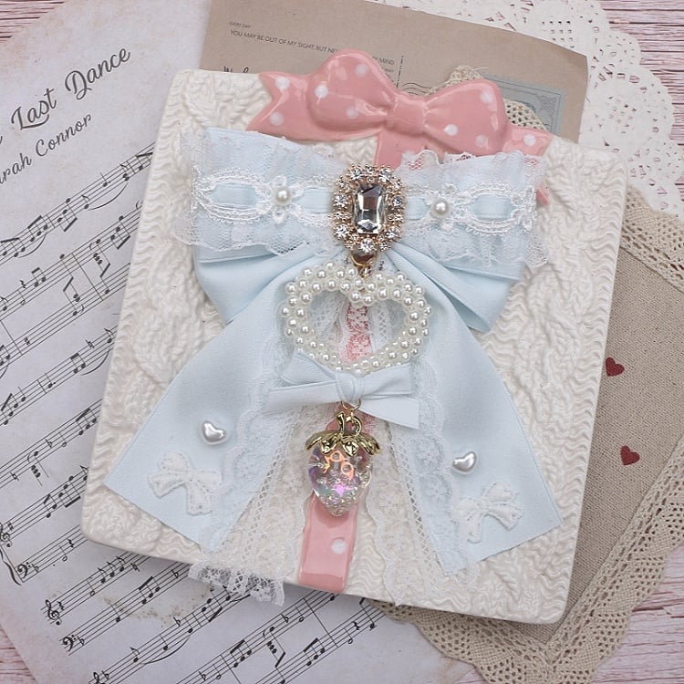 Large 4 Strawberry Options Color Bowknot Kei Charm Hairclip Heart Jirai