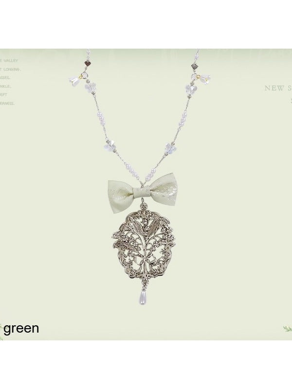 Classic Bow Pendant Necklace in Four Colors - Mademoiselle Pearl