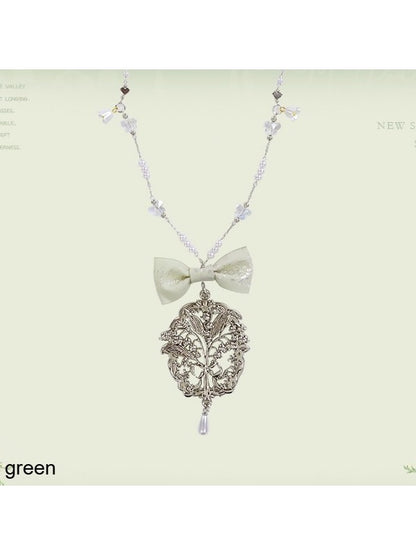 Classic Bow Pendant Necklace in Four Colors - Mademoiselle Pearl