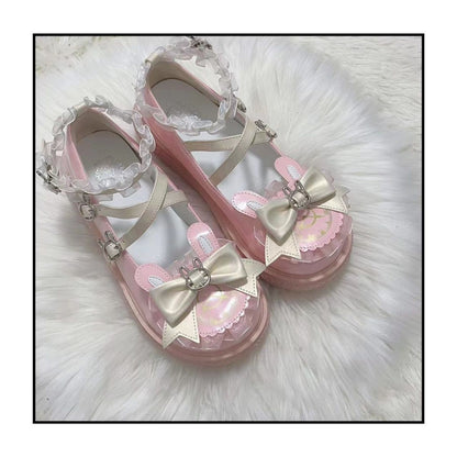 Pudding Bear Lolita Cream Sole Round Toe Flat Shoes – Cute JK Style | ShiGuangAiSiTu