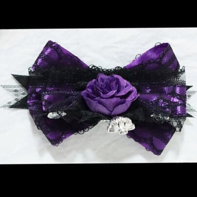 Krone verziert Trim Design Haarspange Floral Spitze Bowknot Lila/Rot