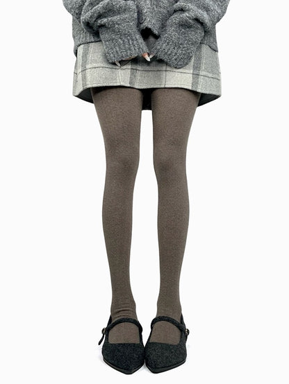 ブラウン/ダークグレー/ライトグレー/ホワイトのコットン製冬用タイツ