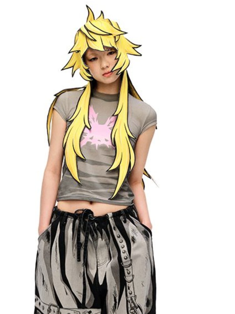 紫/黄色の漫画帽子