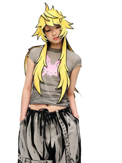 紫/黄色の漫画帽子