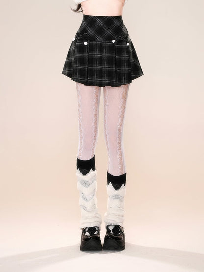 Black Red Plaid Pattern Detachable Bowknot Christmas Skirt