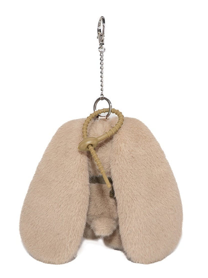 sign Bunny Khaki Heart Details Guro Kawaii - with Keychain Pattern Stitching Plaid