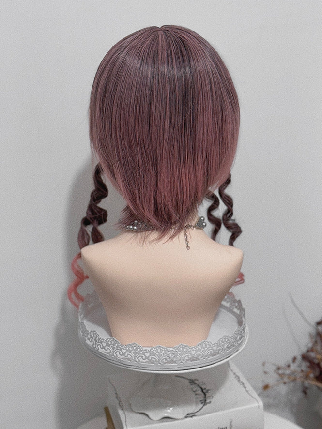 30 cm mit doppelten Krallenclips, Länge Roman Air Curly Ombre, 48 cm + Pony, Perücke, Pferdeschwanz, Pink
