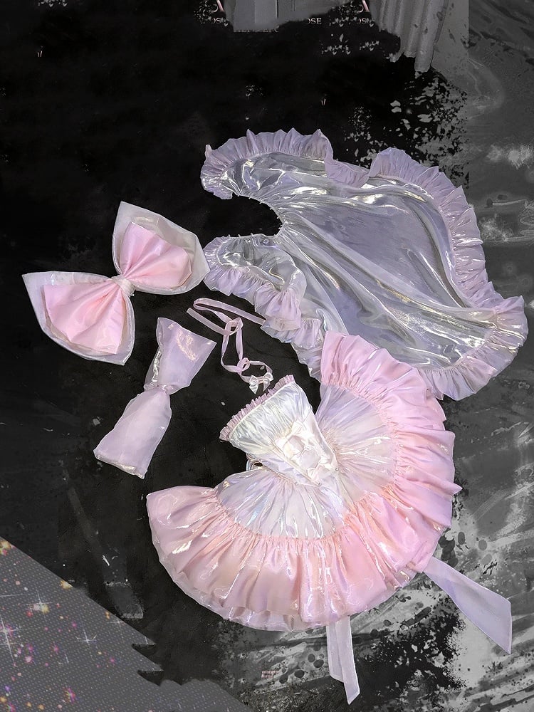 Dress Yellow Pink Lolita Bodice Details Balletcore Hime Bowknot on Strapless and