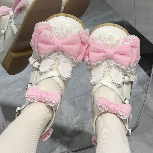 Bows Bunny Low-heel/Mid-heel - Shoes Dreamy Polka Dot White