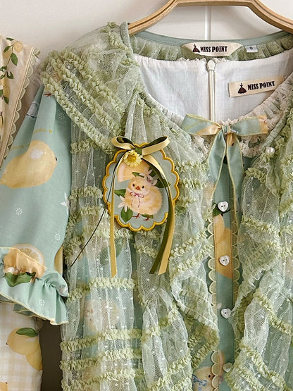 / and Print Green Chick Lemon Yellow Brooch