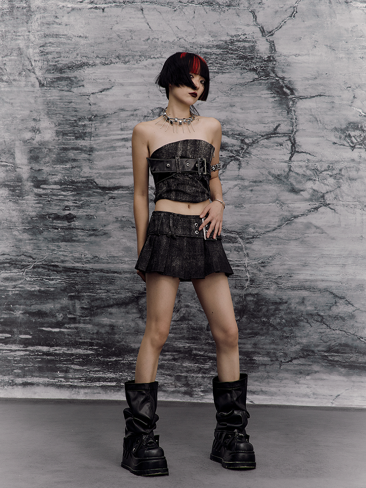 PU Studs Decorated Leg Warmers Black