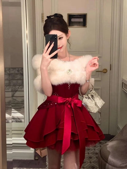 Clasp Faux Vintage Rhinestone Shawl Ivory Luxury Fur Creamy with