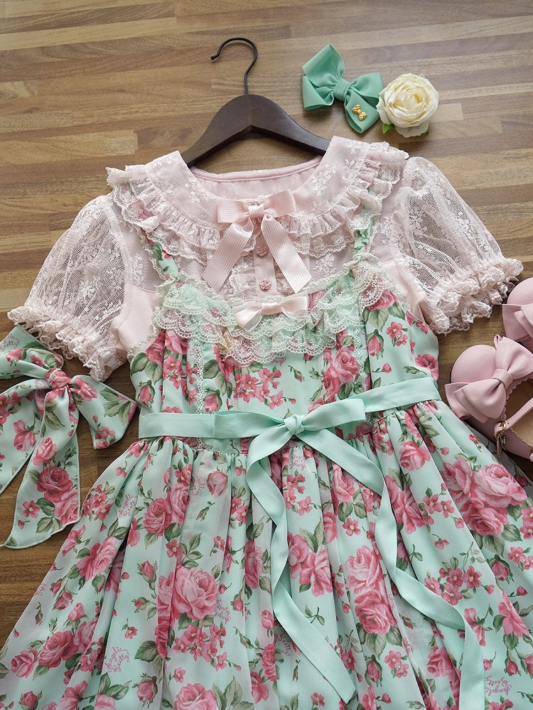 パンピンクのピーターブラウス袖襟ショートロリータ