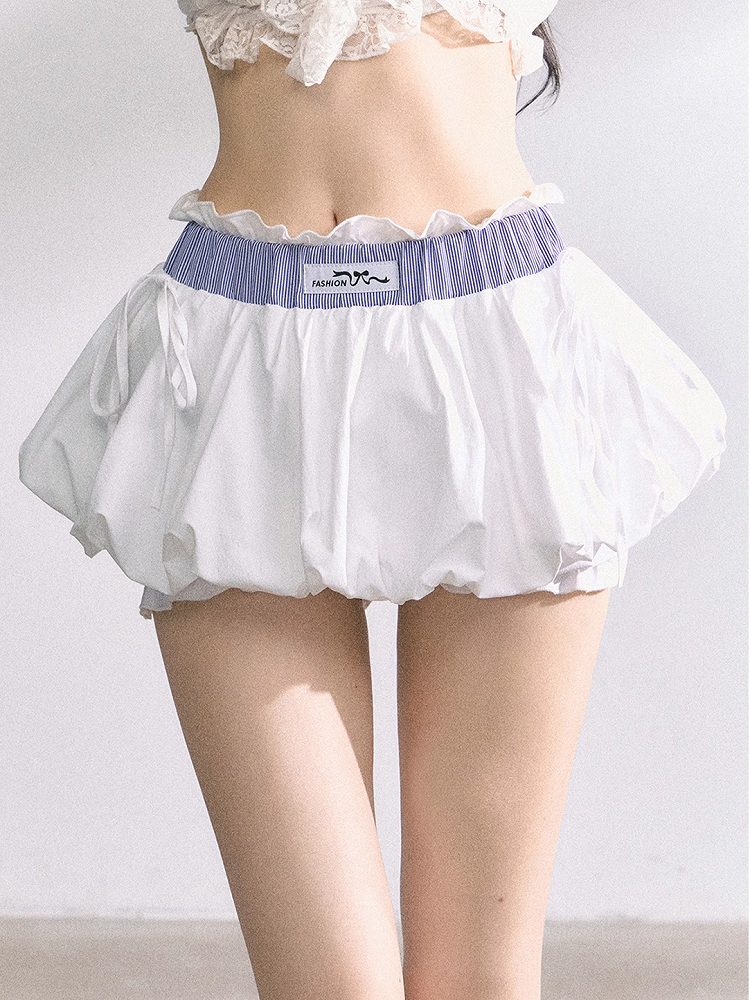 ダークグレー/ホワイト ミニバブルスカート