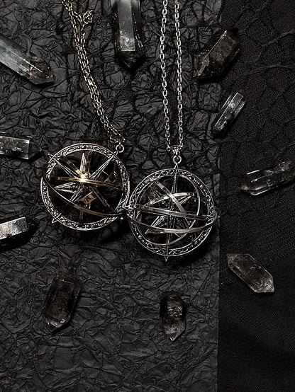 Golden Necklace Celestial Silver Pendant / Globe