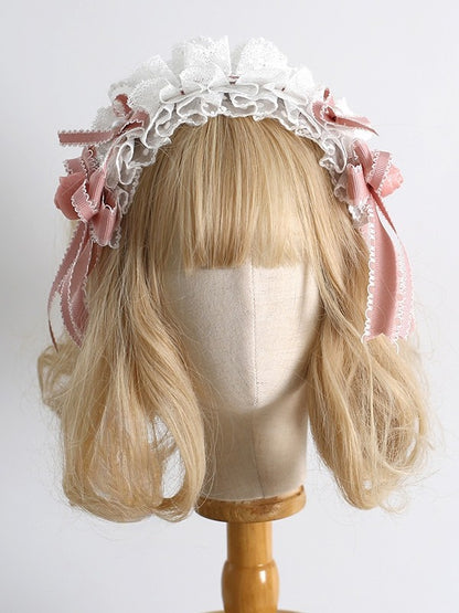 Design WhitePink Floral Bowknot KC Trim Details Sweet Lace Lolita