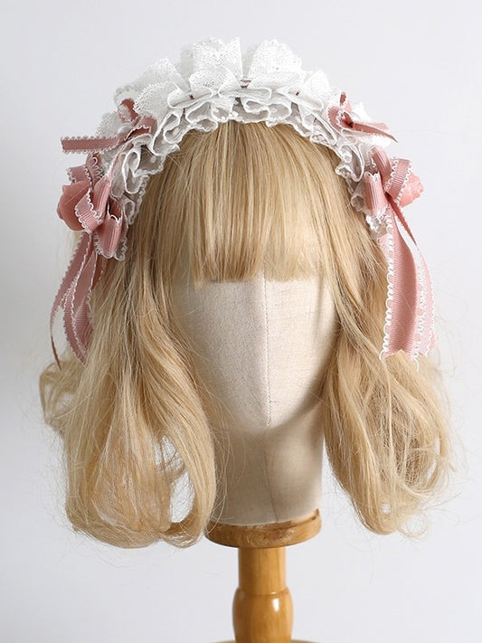 Design WhitePink Floral Bowknot KC Trim Details Sweet Lace Lolita