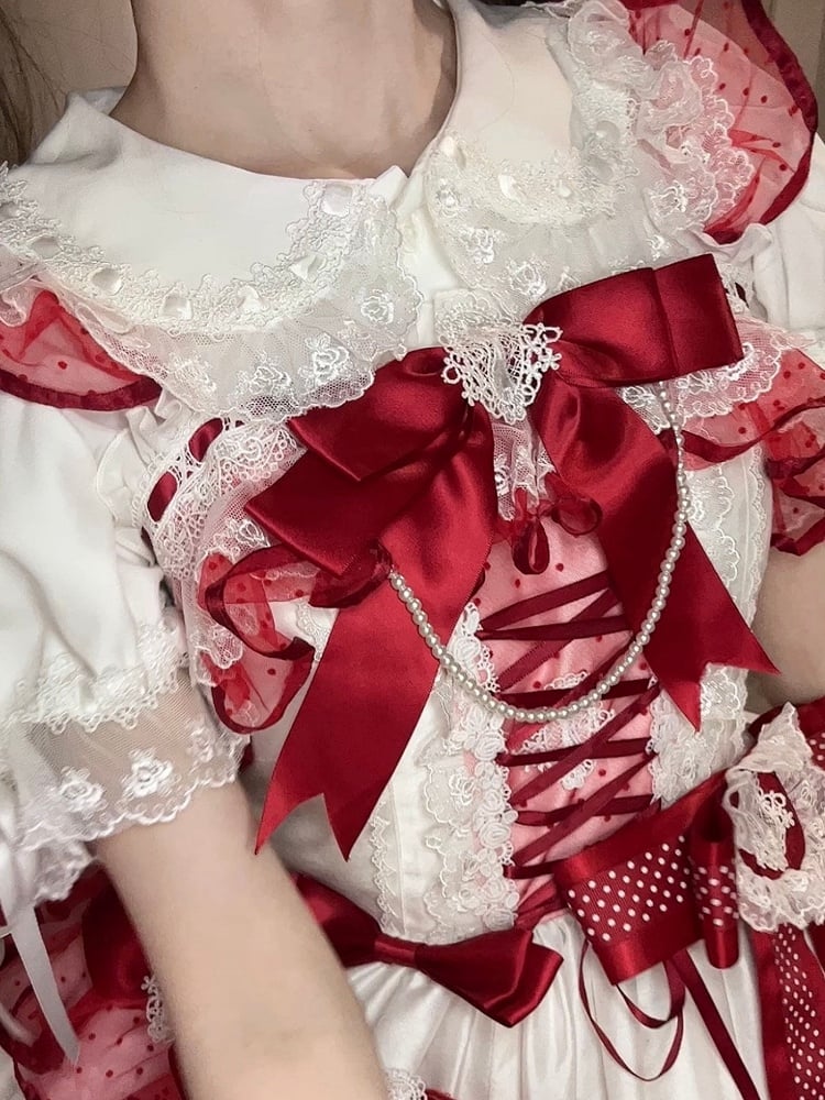 ピータートリムスリーブパンレースカラーホワイトブラウスショート