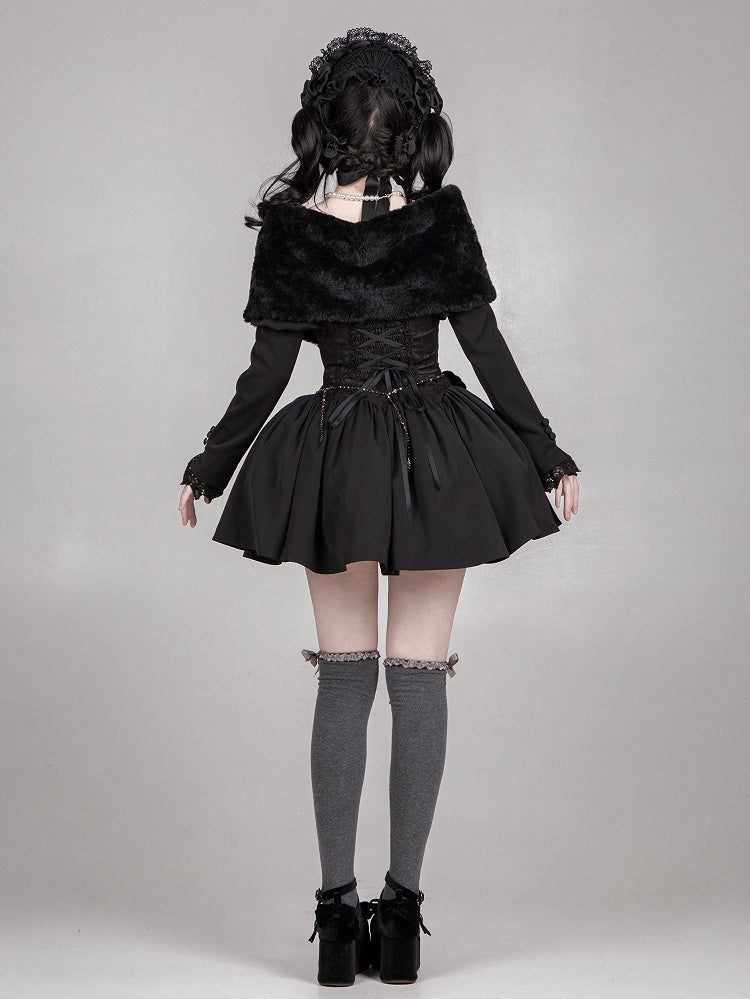 ブラックフェイクファーの心地よいプラッシュショール