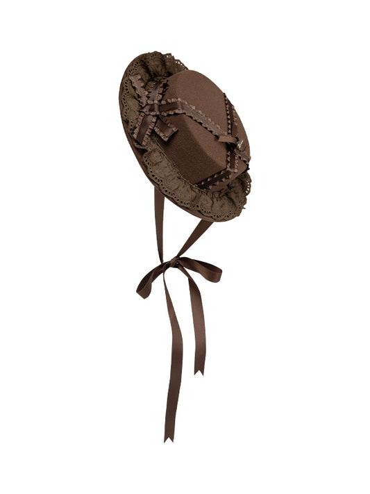 Flat with Hat Ties Brown Elegant Ribbon