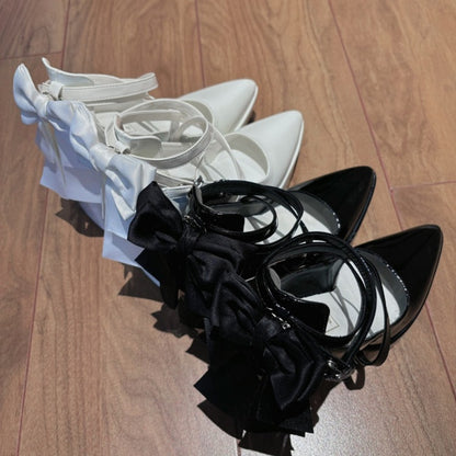 ゴシックブラック取り外し可能な蝶結びクロスバックルストラッププラットフォームハイブロックヒール