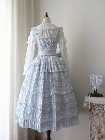Ruffle Hairband Only / + with Bow Elegant Lolita Dress JSK Belt Multi-Layer Blue Detail