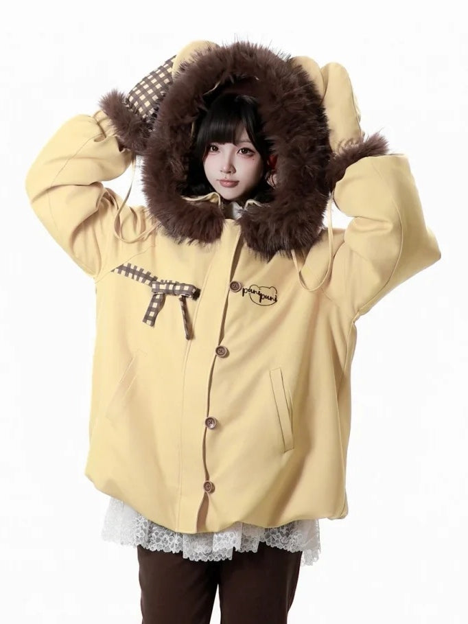 Hooded Hem Jacket Yellow Bubble -
