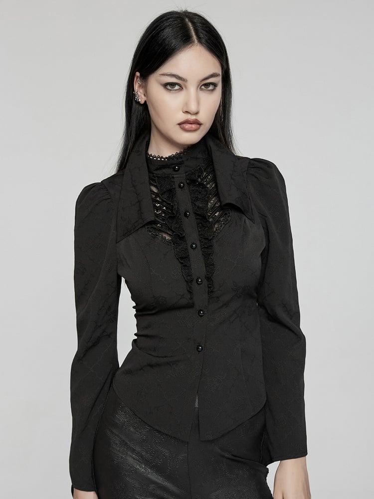 Shirt Double-collar Goth Black