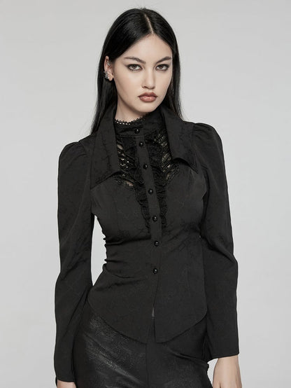 Shirt Double-collar Goth Black