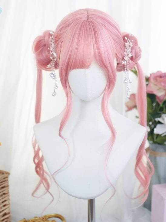 Wigs Wavy With 80-85cm Long Pink Bangs