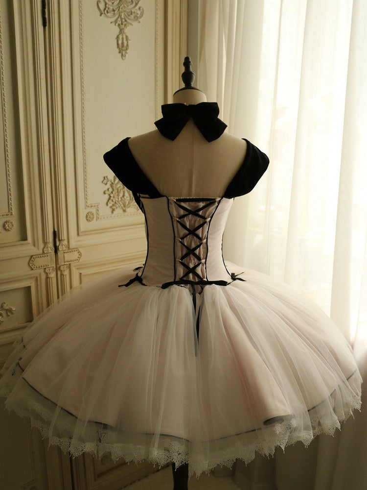 Pink Boned Waist Balletcore Lolita Birthday Dress Homecoming Dress