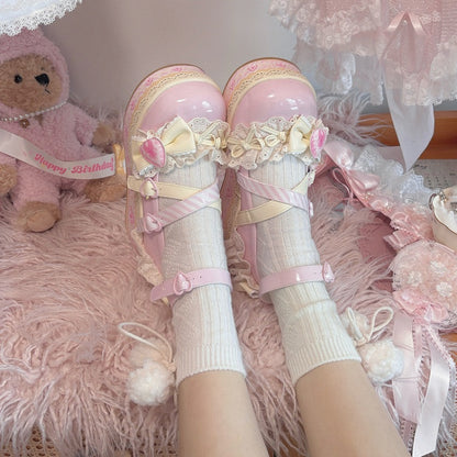 Cheese Strawberry Cake Pink Sweet Lolita Platform Mary Jane Shoes