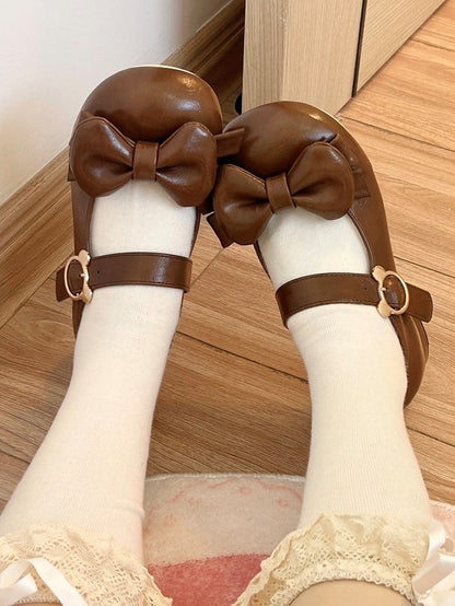 Sweet Lolita Brown Low-heel Mary Jane Shoes with Round Toe & Snap Design